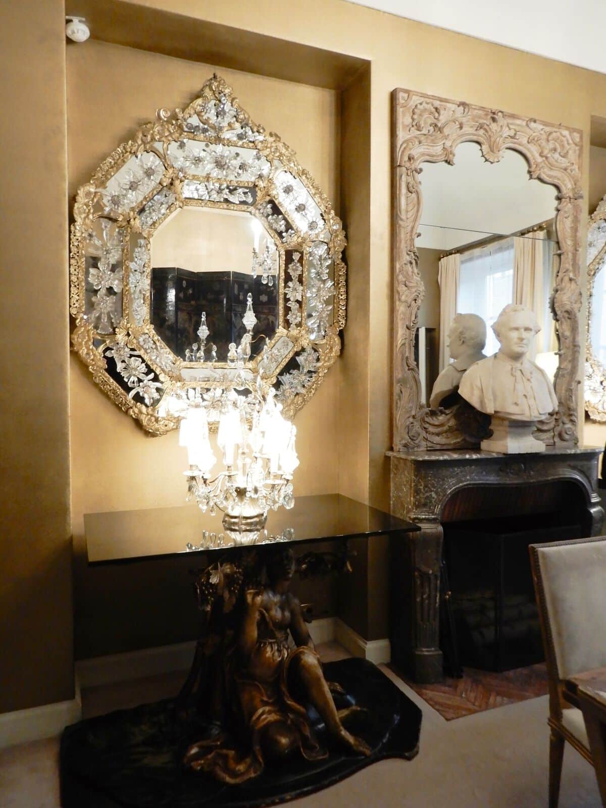 elegant mirror in Coco Chanel apartment tour in Paris