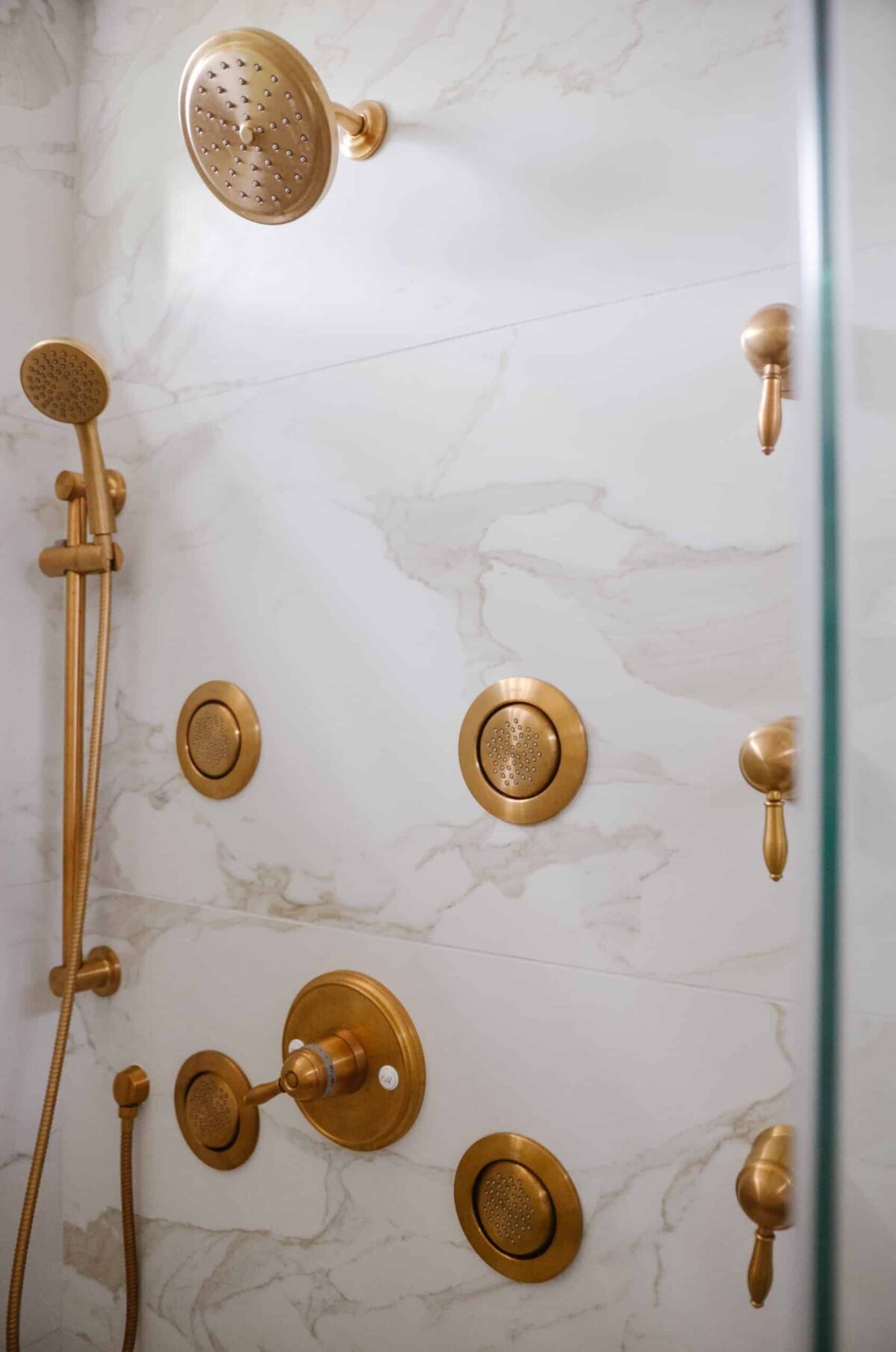 gold hardware in shower