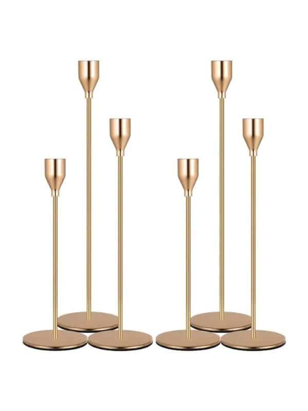 elegant gold taper candle holders