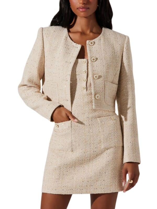 Milena Cropped Tweed Jacket and skirt set