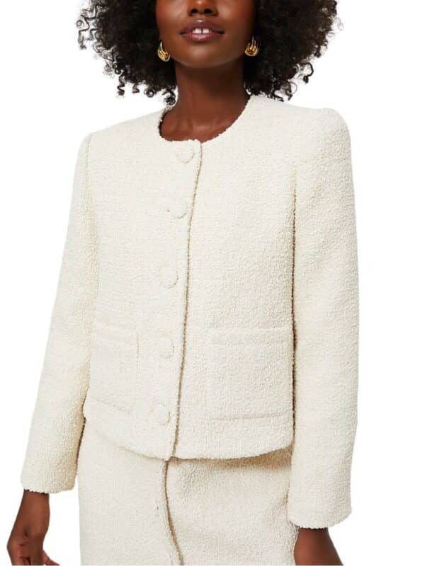 cream tweed boucle lady jacket