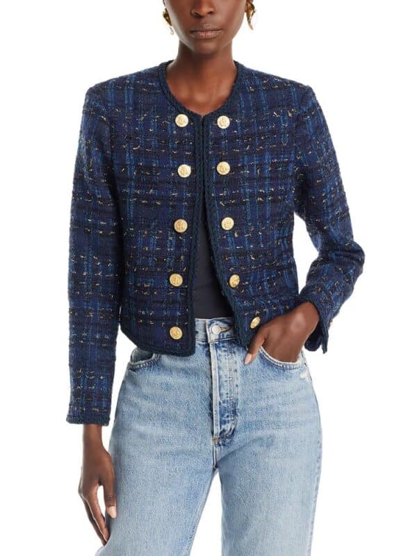 tweedy lady jacket with gold buttons