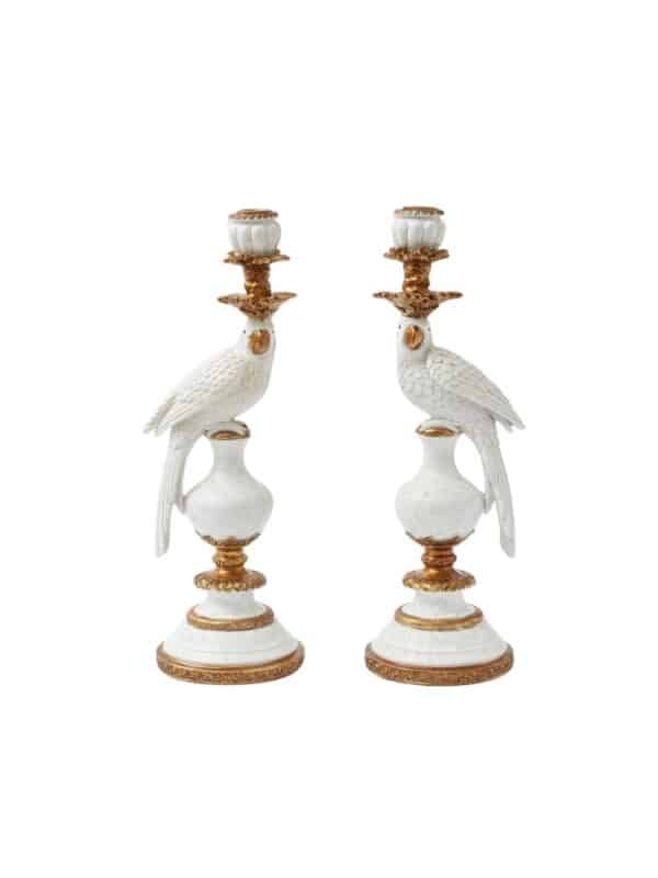 unique white bird candle holders