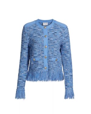 blue fringe tweed jacket