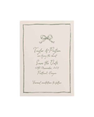 ribbon bow handdrawn save the date template