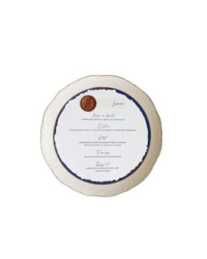 round distressed paper wedding menu