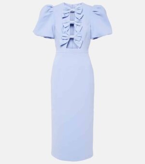 light blue midi dress with bows