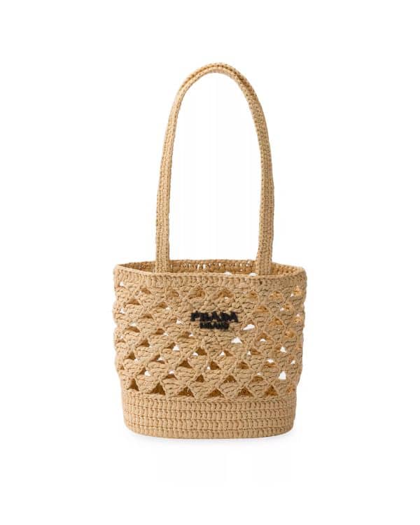 prada woven bucket bag