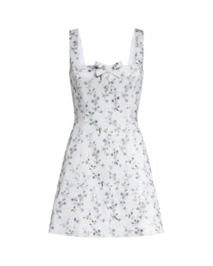 Shantug Silk Corinne Beaded Floral Embroidered Mini Dress With Bow - Over the Moon