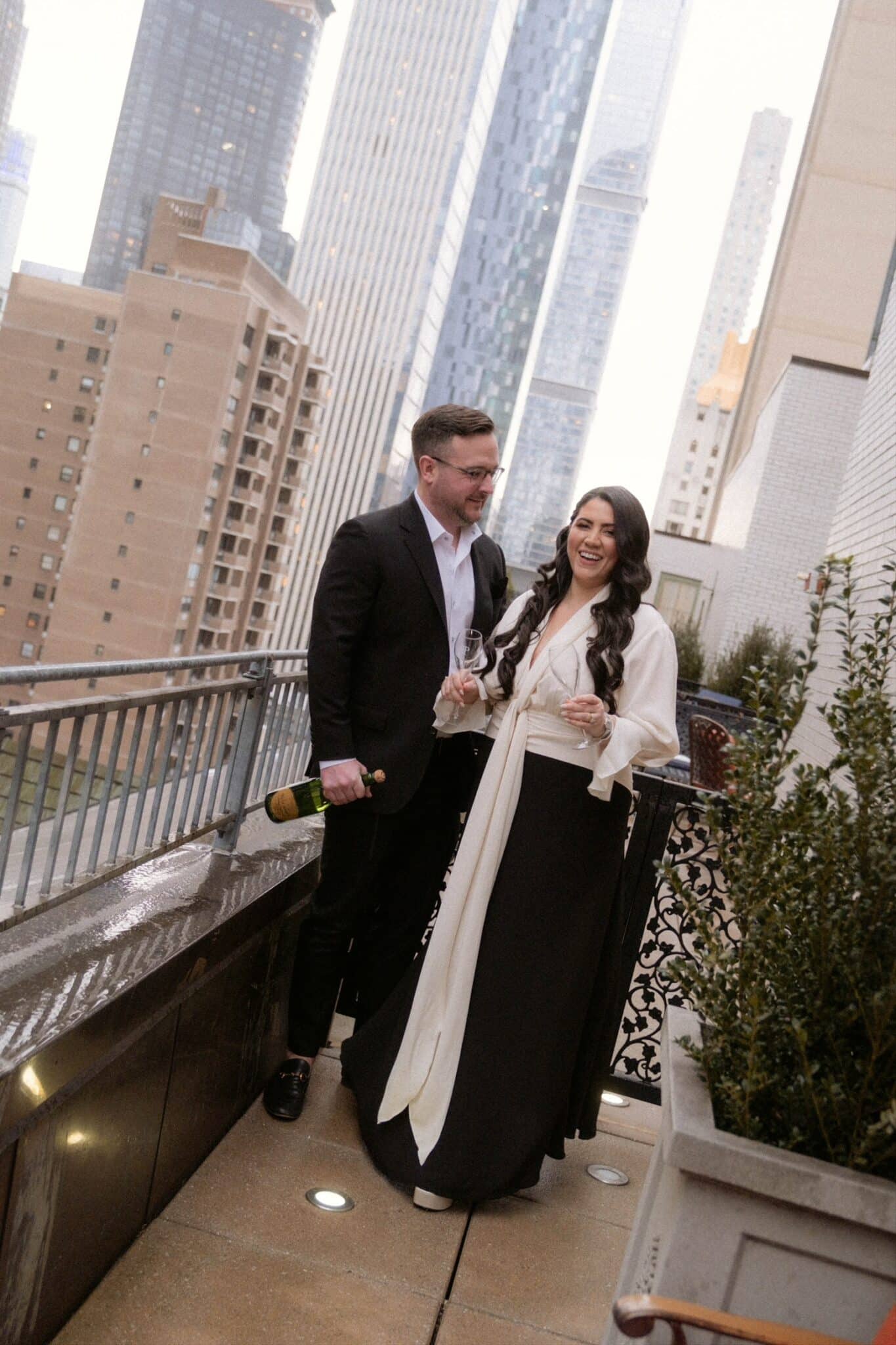 Wearing black and white Victoria Beckham Dress in New York