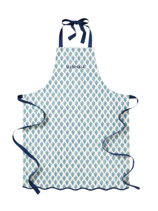 monogrammed block print apron