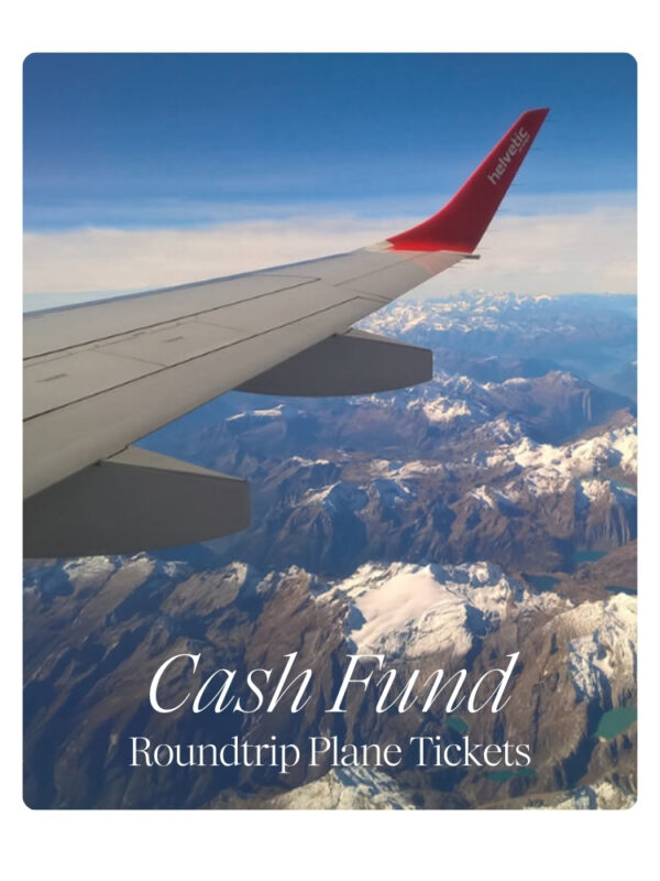 Roundtrip plane tickets Cash Fund from Zola wedding registry