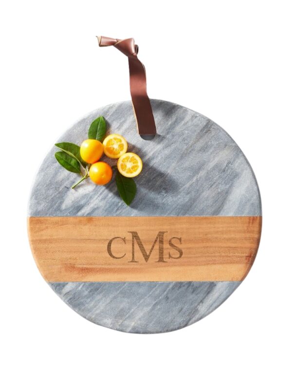 monogrammed serving board marble