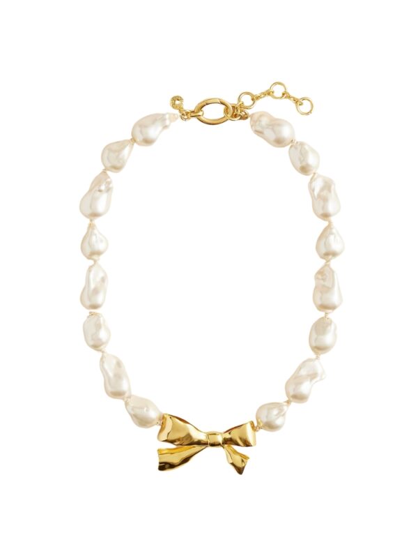 J Crew Baroque pearl bow necklace cyber monday deals