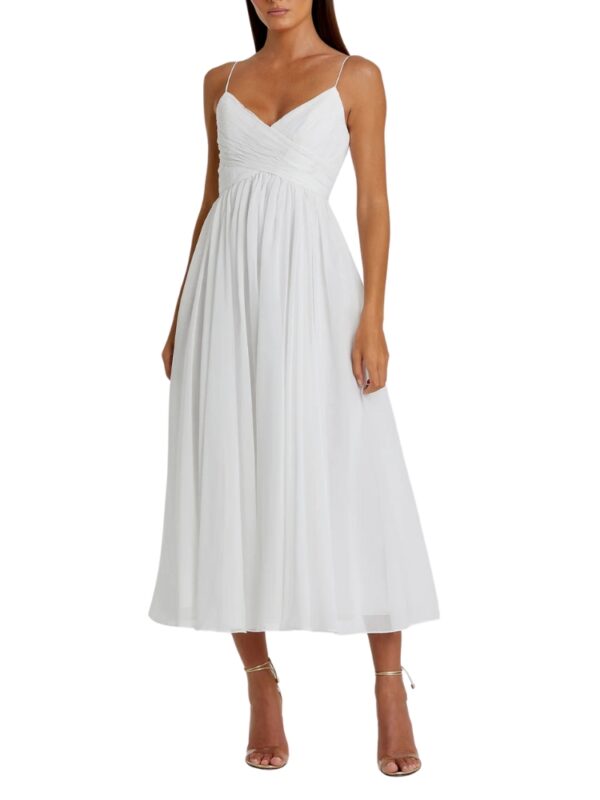 Faux Wrap Sleeveless Flowy Midi Dress