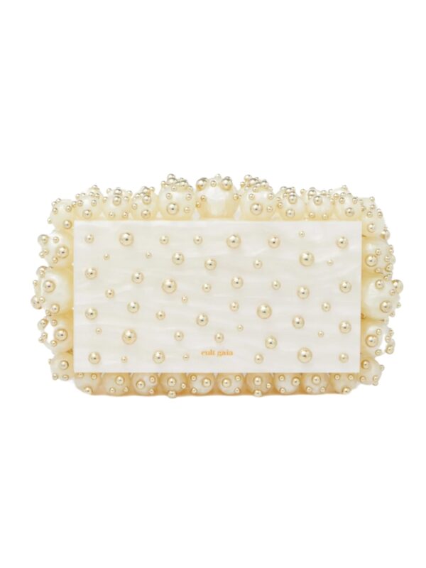 Cult Gaia Ivory and Shiny Brass Eos Clutch