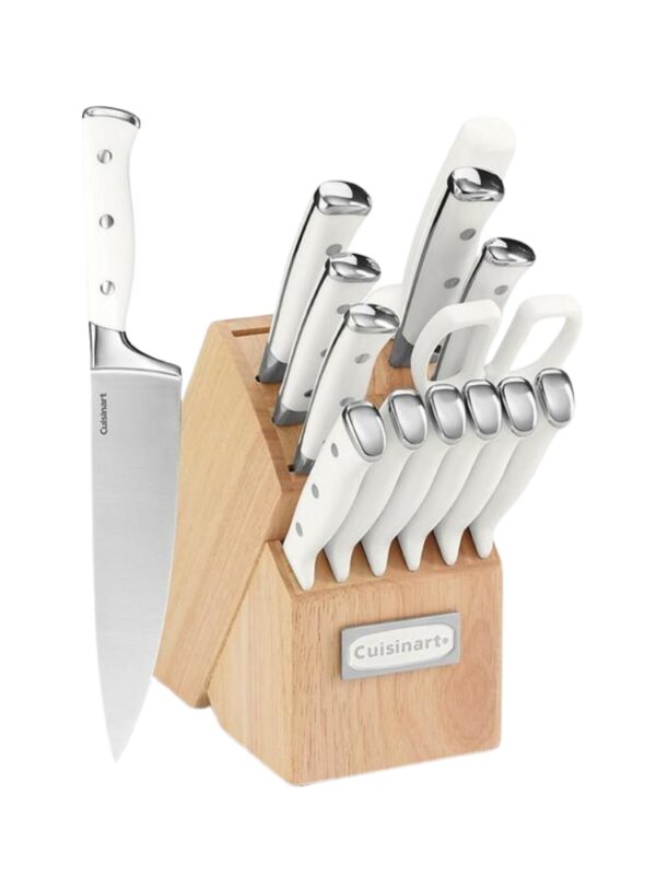 white knife set in block from Zola registry