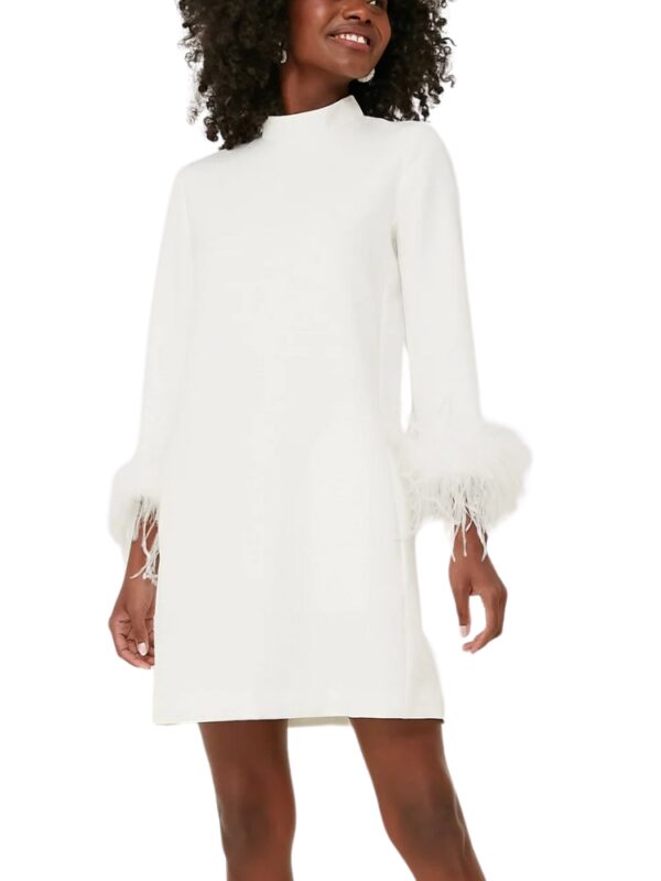 white feather sleeve dress for bride