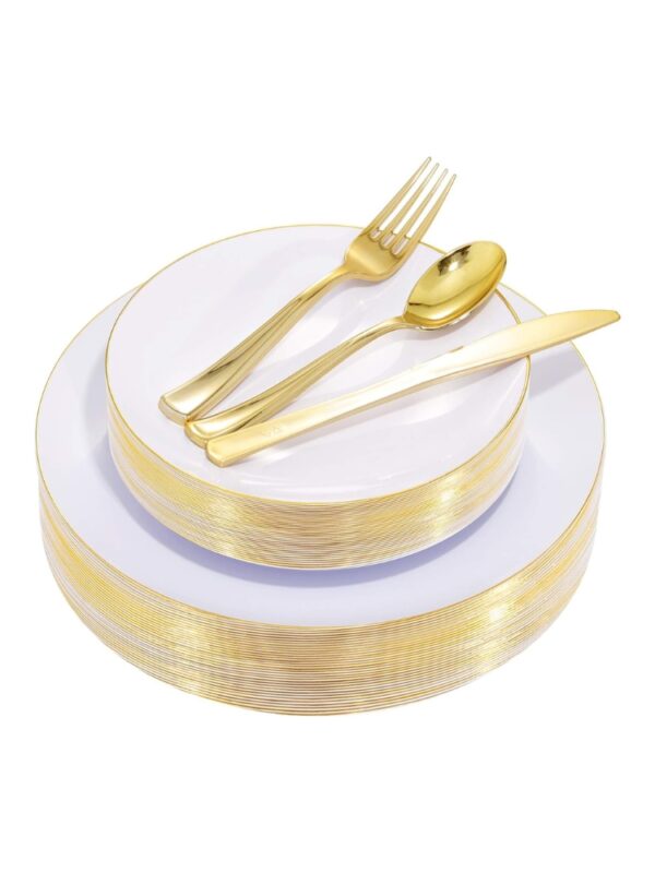 NYE gold and white plates