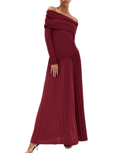 Burgundy Field of Dreams Long Sleeve Maxi Dress