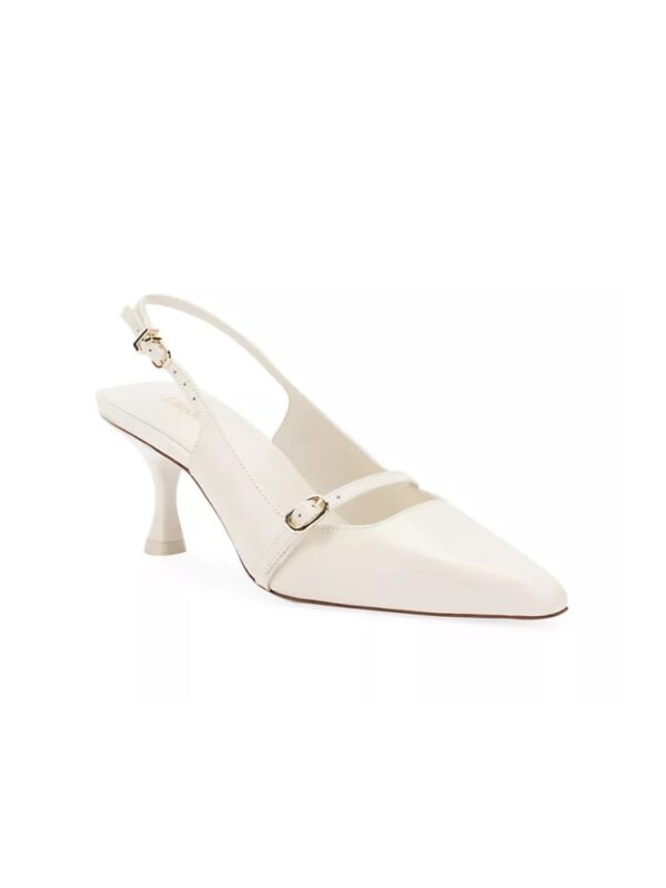 Larroudé cream Ines 60MM Leather Slingback Pumps