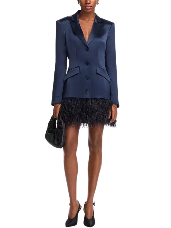 blue feather blazer dress