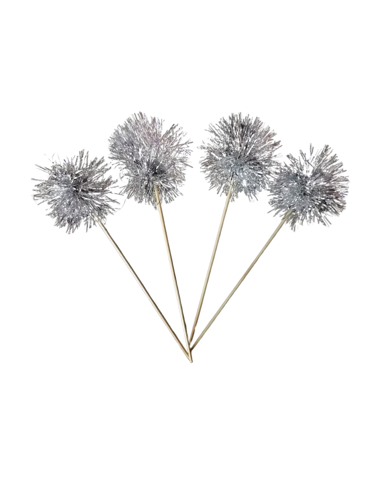 silver tinsel drink stirrers