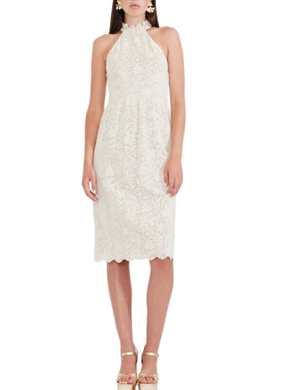 Eddy Ilona Midi Dress in Ivory Crochet Lace