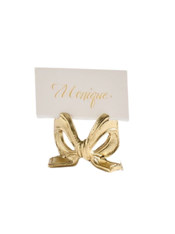 gold bow place card holder