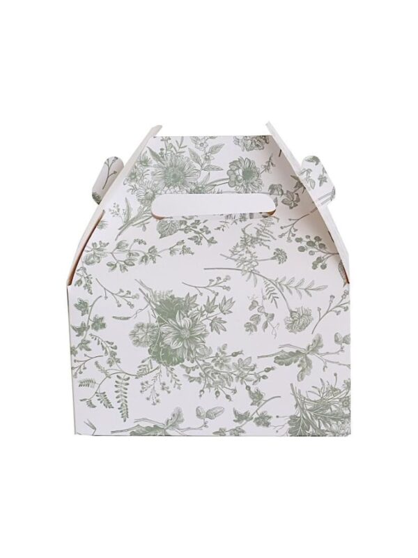 Sage Green Floral Printed Tote Gift Boxes Bridal Shower Favor