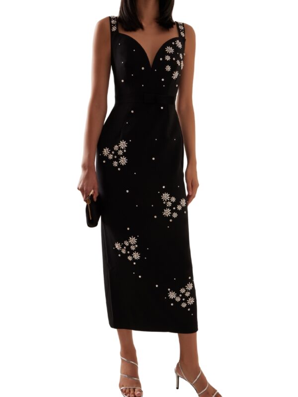 Huishan Zhang Brandy Crystal-Embellished Crepe Midi Dress