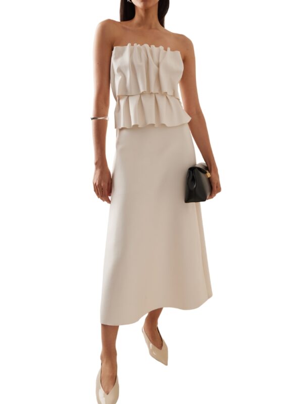 pleated wedding rehearsal dress