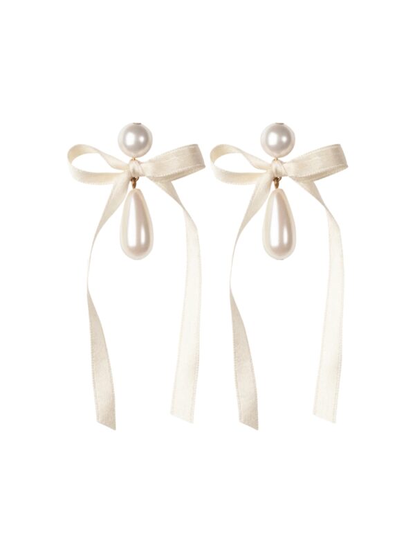 pearl and bow earrings