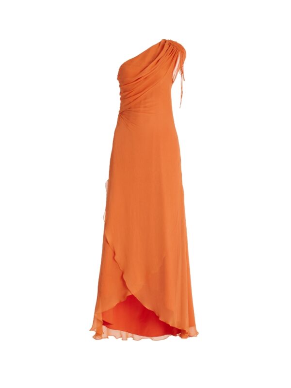 one shoulder orange dress