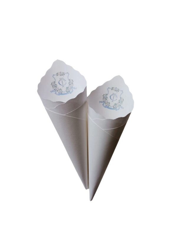 cones with monogram - bridal shower trends