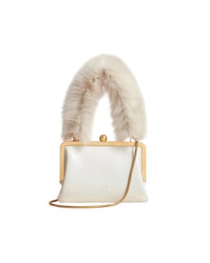 white clutch faux fur handle khaite