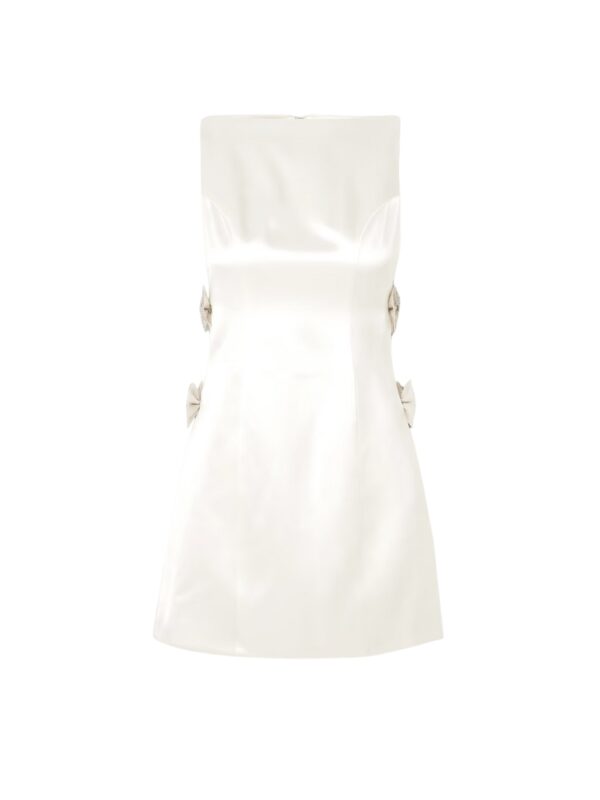 RETROFÊTE Nadine bow and crystal-embellished cutout satin mini dress