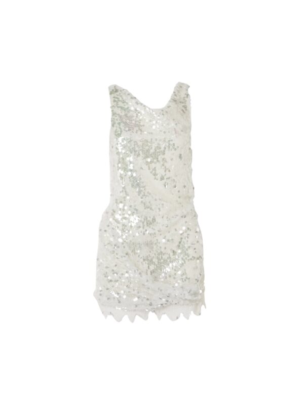 CHRISTOPHER ESBER Cotton-blend lace-trimmed sequined mesh mini dress