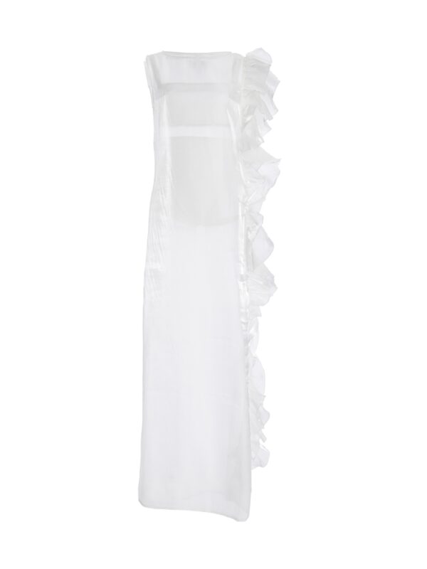 white ruffle dress