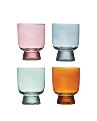 colored glass tumblers