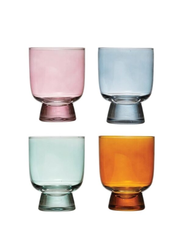 colored glass tumblers