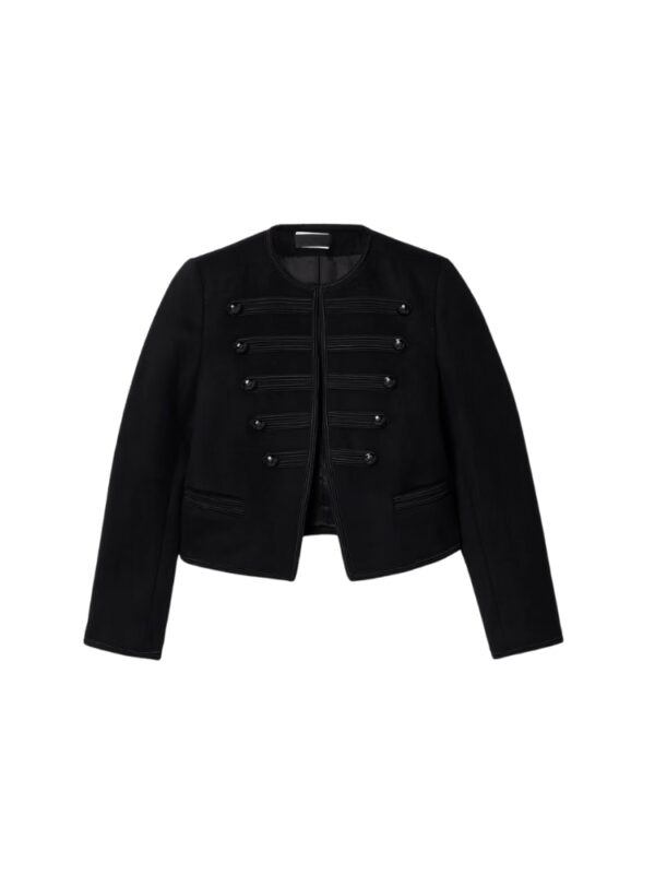 NILI LOTAN Joni cropped button-embellished satin-trimmed wool-felt jacket