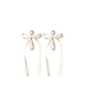 pearl drop bow earrings