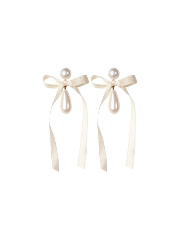 pearl drop bow earrings