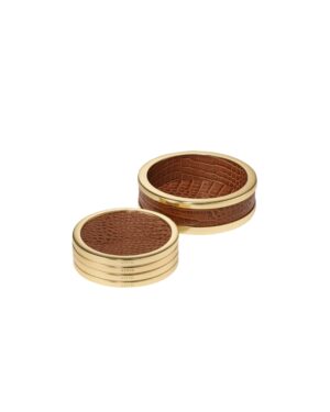 Classic Croc Leather Coasters in Chestnut, Set of 4