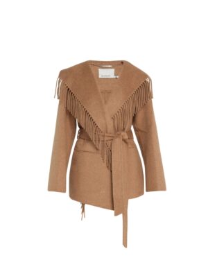 brown fringe wrap coat