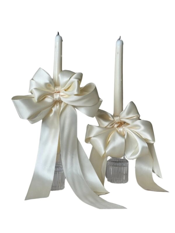 bow satin taper candles