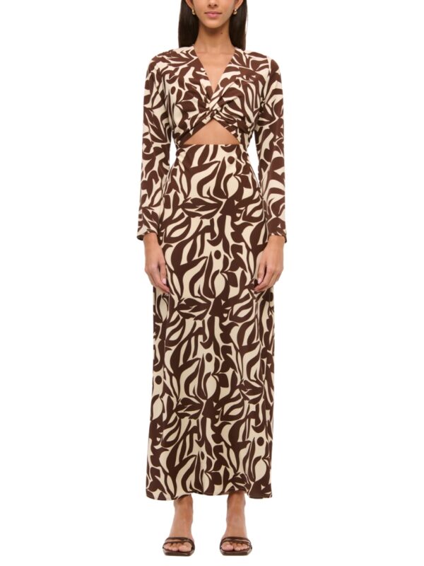 Long-Sleeve Twist-Front Maxi Dress