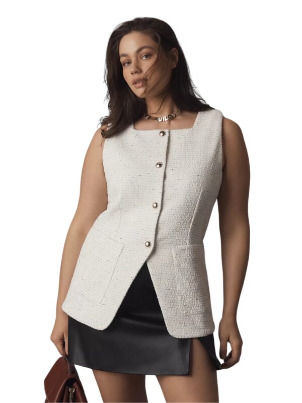 Maeve Square-Neck Tweed Vest