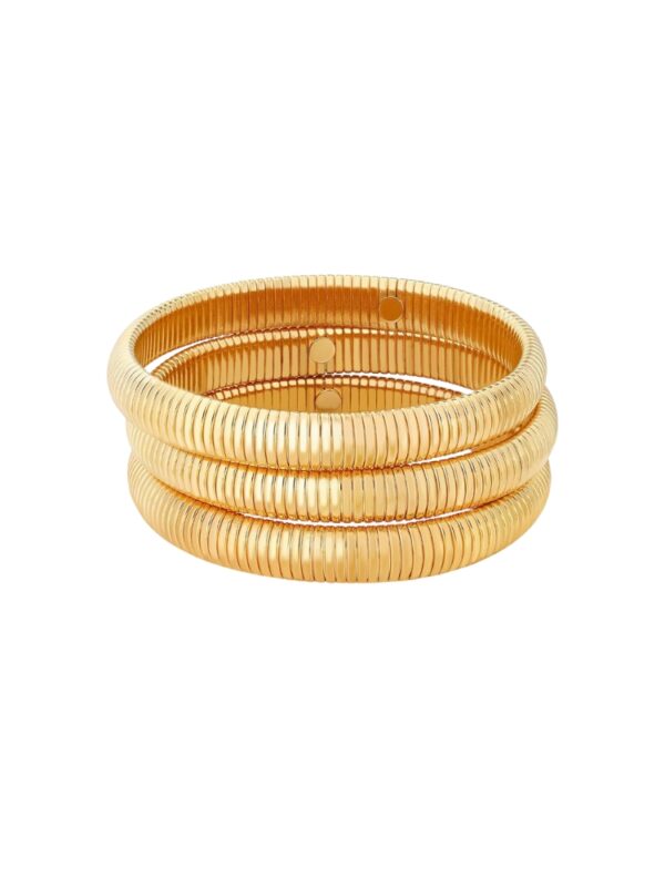 Gold Beaded Bangle Bracelet Set Stack